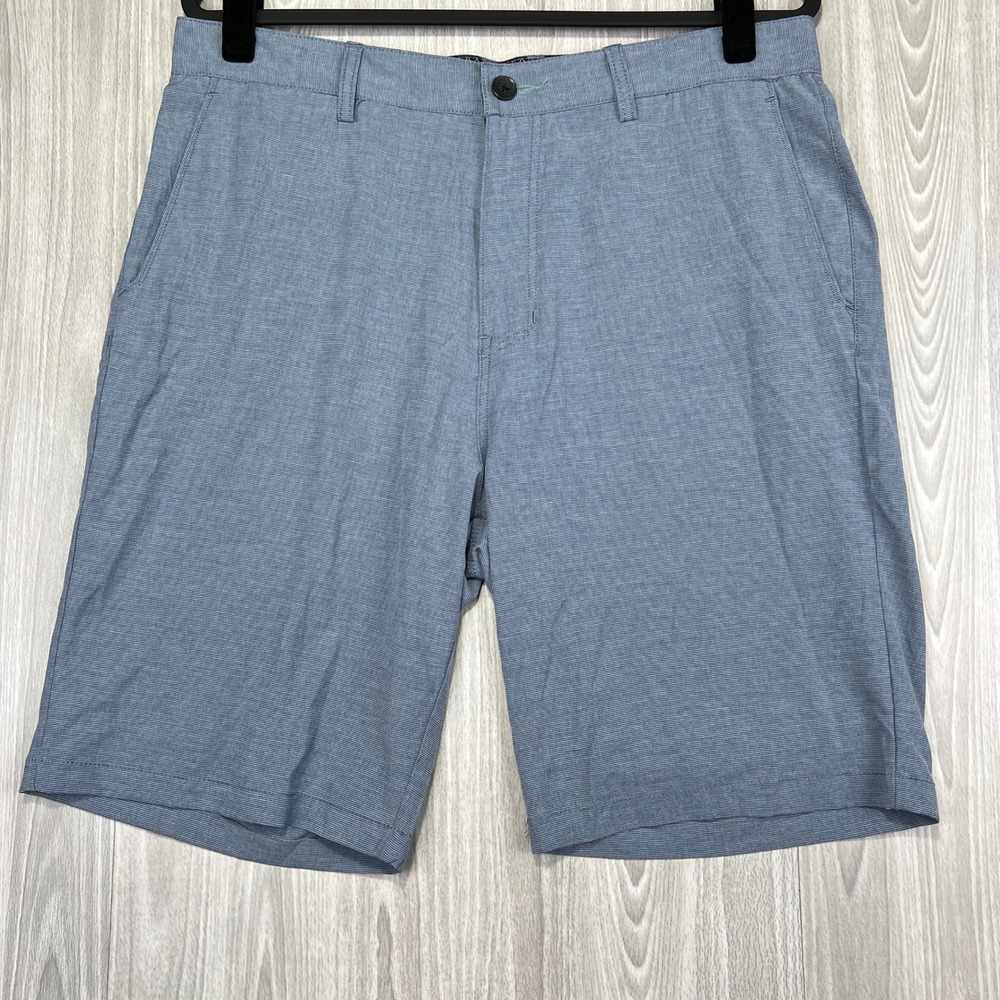 KNQR Hybrid Shorts Mens 34 Blue Micro-stripe Stretch Performance Outdoor EUC - Picture 1 of 6